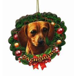 Item 398014 Red Dachshund Wreath Ornament