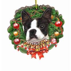 Item 398020 Boston Terrier Wreath Ornament
