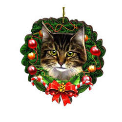 Item 398034 Gray Tabby Cat Wreath Ornament