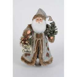 Item 403015 thumbnail Lighted Silver Pine Santa Figure