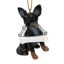 Item 407139 Black Chihuahua With Bone Ornament