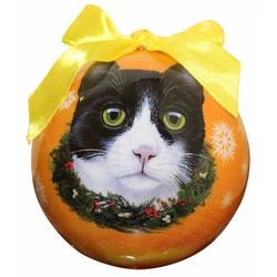 Item 407147 Shatterproof Black/White Cat Ball Ornament