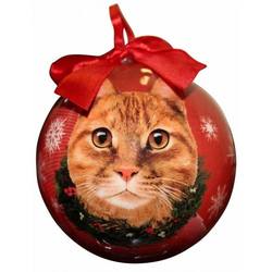 Item 407150 Shatterproof Orange Tabby Cat Ball Ornament