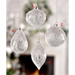 Item 408016 Clear Glittered Drop/Onion/Ball/Finial Ornament