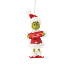 Item 410236 Beware A Grinch Lives Here Ornament