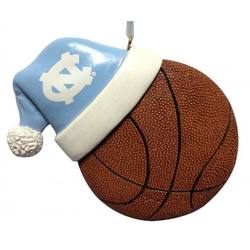 Item 416170 University of North Carolina Tar Heels Basketball With Santa Hat Ornament