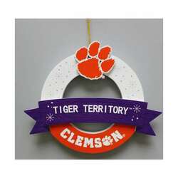 Item 416177 Clemson Wreath With Banner Ornament