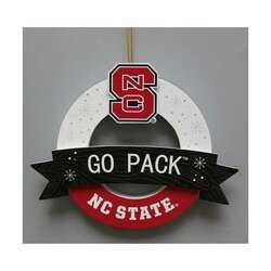 Item 416241 thumbnail NC State Wreath With Banner Ornament