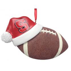 Item 416274 North Carolina State University Wolfpack Football With Santa Hat Ornament