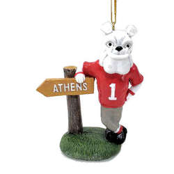 Item 416383 University of Georgia Bulldogs Mascot With Sign Ornament