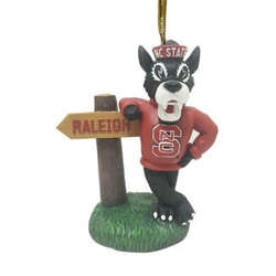 Item 416386 North Carolina State University Wolfpack Mascot With Sign Ornament