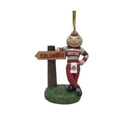 Item 416387 Ohio State University Buckeyes Mascot With Sign Ornament