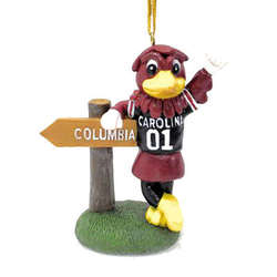 Item 416390 University of South Carolina Gamecocks Mascot With Sign Ornament