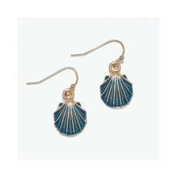 Item 418034 thumbnail Blue/Gold Scallop Shell Earrings