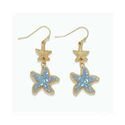 Item 418102 thumbnail Gold/Blue Druzy Starfish Earrings