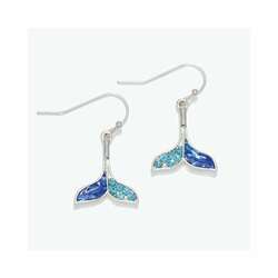 Item 418118 Blue Shell Inlay Crystals Earrings