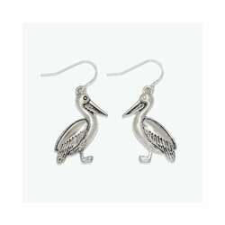 Item 418122 Silver Antiqued Pelican Earring