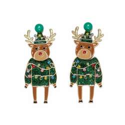 Item 418191 thumbnail Green Rudolph With Crystals Earrings
