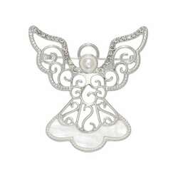 Item 418207 Silver Angel With Pears And Crystals