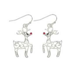 Item 418249 Prancing Silver Rudolph Earrings