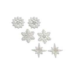 Item 418282 thumbnail Silver Snowflake With Crystal Trio Earrings