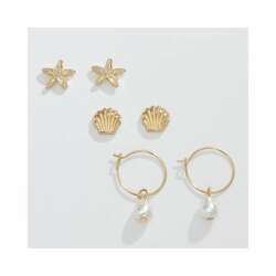 Item 418308 Gold Trio With Pearl Hoops Earrings