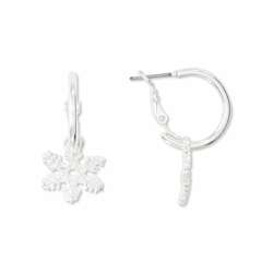 Item 418336 Silver Hoops With Snowflake Earrings