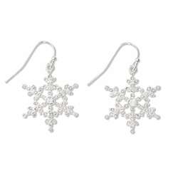 Item 418352 Silver Snowflakes With Crystal Earrings