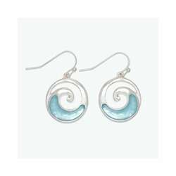 Item 418490 Silver Wave With Aqua Inlay Earrings