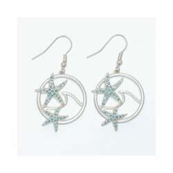 Item 418504 thumbnail Silver Wave With Aqua Crystals Earrings