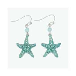 Item 418508 Mint Starfish With Crystals Earrings