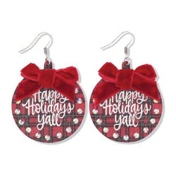Item 418601 Happy Holidays Yall Earrings