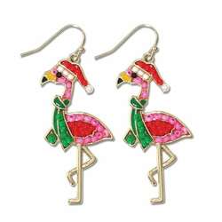 Item 418670 Christmas Bead Flamingo Earrings