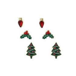 Item 418714 Christmas Trio With Bulb Earrings