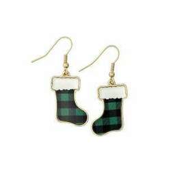 Item 418715 Green Plaid Stocking Earrings