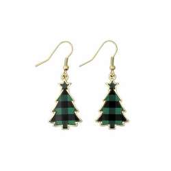 Item 418719 Green Plaid Trees Earrings