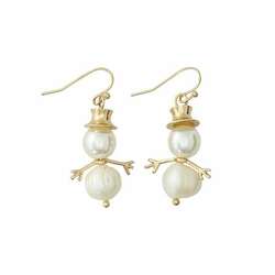 Item 418724 Gold Pearl Snowmen Earrings