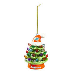 Item 420252 Miami Dolphins Tree With Hat Ornament