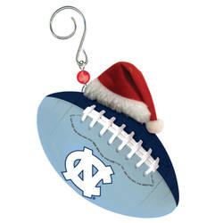 Item 420871 University of North Carolina Tar Heels Team Football With Santa Hat Ornament