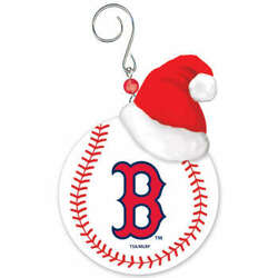 Item 420877 Boston Red Sox Ball With Santa Hat Ornament