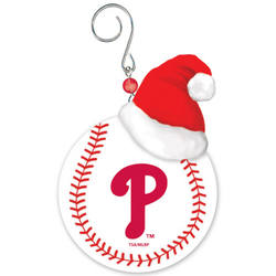 Item 420881 Philadelphia Phillies Team Ball With Santa Hat Ornament