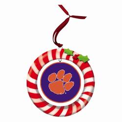 Item 420930 Clemson University Tigers Candy Cane Wreath Ornament