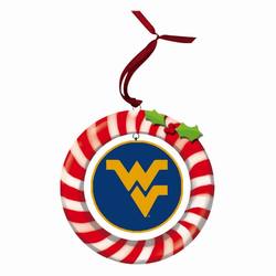 Item 420940 West Virginia University Mountaineers Candy Cane Wreath Ornament
