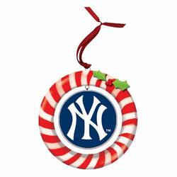 Item 420942 New York Yankees Candy Cane Wreath Ornament