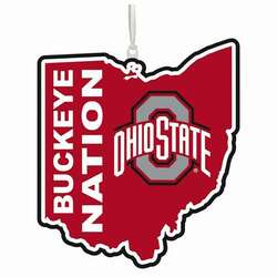 Item 421398 Ohio State University Buckeyes State Shaped Ornament