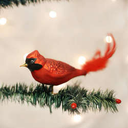 Item 425039 Large Cardinal With Feathery Tail Ornament