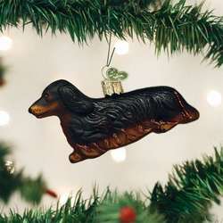 Item 425115 Long-Haired Black/Tan Dachshund Ornament