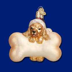 Item 425216 Santa Puppy With Big Bone Ornament
