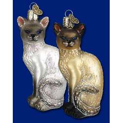 Item 425320 White/Tan Siamese Cat Ornament