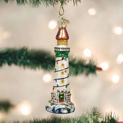 Item 425343 Holiday Lighthouse With Christmas Lights Ornament